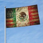 Mexican American Flag 3x5 Ft Double Sided Print Two Faces Flag Decorations Fo   