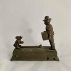 Vintage Cast Iron Monkey Man Mechanical Bank Unpainted