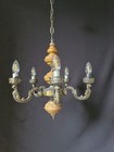  Vintage Antique Brass Ceramic Chandelier Lighting Ceiling Light 5 Arms 