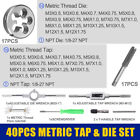 40pcs Metric Tap And Die Set M3 To M12 Threading Tool Set For Cutting Threads 