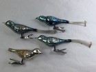 Vintage 4 Pc 1950s Mercury Glass Bird Fiberglass Tail 6  Clip On Ornament