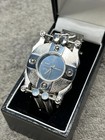 Vtg Ctc America Steam Punk Industrial Goth Steel Watch Nos 90s Retro Spring Cuff
