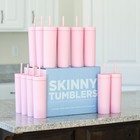 Strata Pink Skinny Tumblers 12-pack 16oz Double-wall Acrylic Reusable Cups W  St