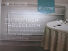 New 70  Round Stripe Cream Microfiber Tablecloth Stain  Water Resistant Washable