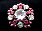 Czech Vintage Style Glass Rhinestone Button  Beautiful    Crystal Clear   Pinks