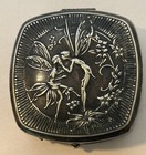 Vintage Djer  kiss  Kerkoff Sterling Silver Powder Compact  With Puff 1920 s