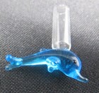 Dolphin Blue Glass Vial 1  Tiny Bottle Charm Stones Ashes Pet Fur Pendant      C