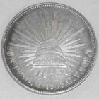 Mexico Crown Size Silver Coin 1909 Mo  G v  One Or Un Peso Eagle Snake In Beak