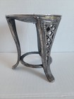 Vintage Cast Metal Silvertone Pillar Candle Holder Small Stand 5 In