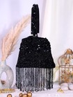 Evening Clutch Hand Bag Fringe Pearl Beaded Gold Luxury Tassel Party Potli Purse