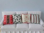 Dollhouse Miniature Handmade Set Of 8 Christmas Throw Pillows cushions