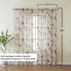 Crushed Sheer Curtains 84 Inches Long 2 Panels Set  Sheer Floral