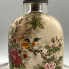 Chinese Old Beijing Glaze Inside Painting Flower Bird Exquisite Snuff Bottle Art