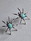 Genuine Turquoise Sterling Silver Spider Stud Earrings Pierced Boho Southwestern
