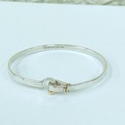 Tiffany   Co  Bracelet Hook   Eye Bangle 18k Yellow Gold Silver Accessory In Box