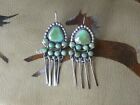 Green Turquoise Sterling Silver Earrings Signed Jf   21 18g
