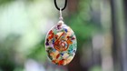 Natural Chakra Gemstone Orgone Pendant Oval   Cord Necklace Emf   5g Protection