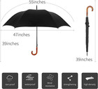 Stick Umbrella Oversize Windproof Umbrella Wooden Hook Handle J Stick Automatic 