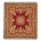 Opera Vtg Burgundy Gold Tapestry W Tassels 4  X 6  - 48  X 72  India Boho