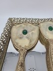 Vintage Gold Toned Vanity Set With Mirrored Tray Hand Mirror Brush And Tray