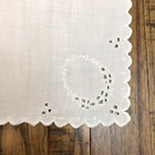 Embroidered Linen Handkerchief Floral Wreath White Eyelet Scalloped Bridal