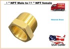  4 Pack  Solid Brass Pipe Fitting Adapter 1  Male Npt To 3 4  Female Npt