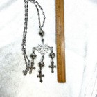 Vintage Sterling Silver Mexican Yalalag Cross 27 Inch Necklace