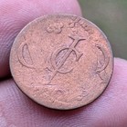 Rare     Error Double Struck 1770 Dutch Netherlands Voc 1 2 Duit Small Coin_a834