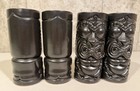 Vintage Omc Otagiri Japan Tiki Mugs Set Of 4 Black Ceramic Polynesian Barware