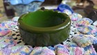Highly Carved Dark Green Bakelite Bangle Bracelet Art Deco Marbled Vintage