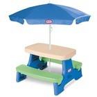 Little Tikes Outdoor Portable Kids Picnic Table With Umbrella  Blue Green