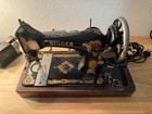 Vintage 1924 Singer Model 128 Sewing Machine With Wooden Case- See Video