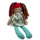 Handmade Rag Doll Red Hair Unicorn Rainbow Dress Multicolor Yarn Hair Plush Toy
