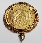 Stunning 1882 Belgium 20 Francs Gold Coin Pendant Bezel