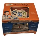 Vintage 1961 Fisher Price  747 Wooden Chatter Telephone Pull Toy W Box