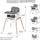 Grey 4in1 Baby High Chair Foldable Portable Booster Seat Adjustable Tray