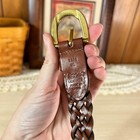 Mens Genuine Leather Woven Belt Brass Buckle Brown Ml 0274