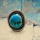 Vintage Navajo Turquoise Sterling Silver Ring Signed Sz 6 5
