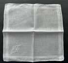 A  5 Vintage Bright White Hankies Madeira Style Hand Embroidered Monogram G
