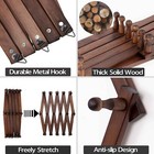 Hat Rack For Wall  Expandable Wall Hat Holder With 16 Hooks  16 Inch Wooden Wall