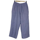 Flax Linen 2 Piece Set Womens Small Blue Pull On Cropped Pants Short Sleeve Top