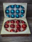 2 Dozen Vintage Shiny Brite Ornaments Original Boxes Mcm 1 Dz Red 1 Dz Blue   Z2