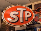 Large Vintage Stp Porcelain Metal Sign - Gas Pump Automotive Sign