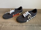 Off-white Men   s Low Top Athletic Sneakers Lace Up Black white Striped Logo
