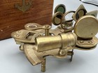 Vintage Brass Sextant In Rosewood Box With Anchor Inlay  Decent Shape  Brand 