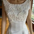  ivory Sleeveless Empire Beaded Lace Satin Wedding Gown Bridal Dress Size 10