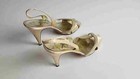Pair Of Vintage Garolini High Heel Shoes - Italy - 8m Diamonte Open Toe