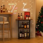 Freestanding Wine Rack 3tier Mini Bar Table Rustic Wood Metal Stand