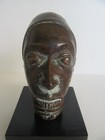 Antique Benin African Bronze Tribal Head Sculpture