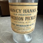 Vintage Nancy Hanks Chicago Pickles Jar 1 Pint 16 Oz Glass Bottle Paper Label